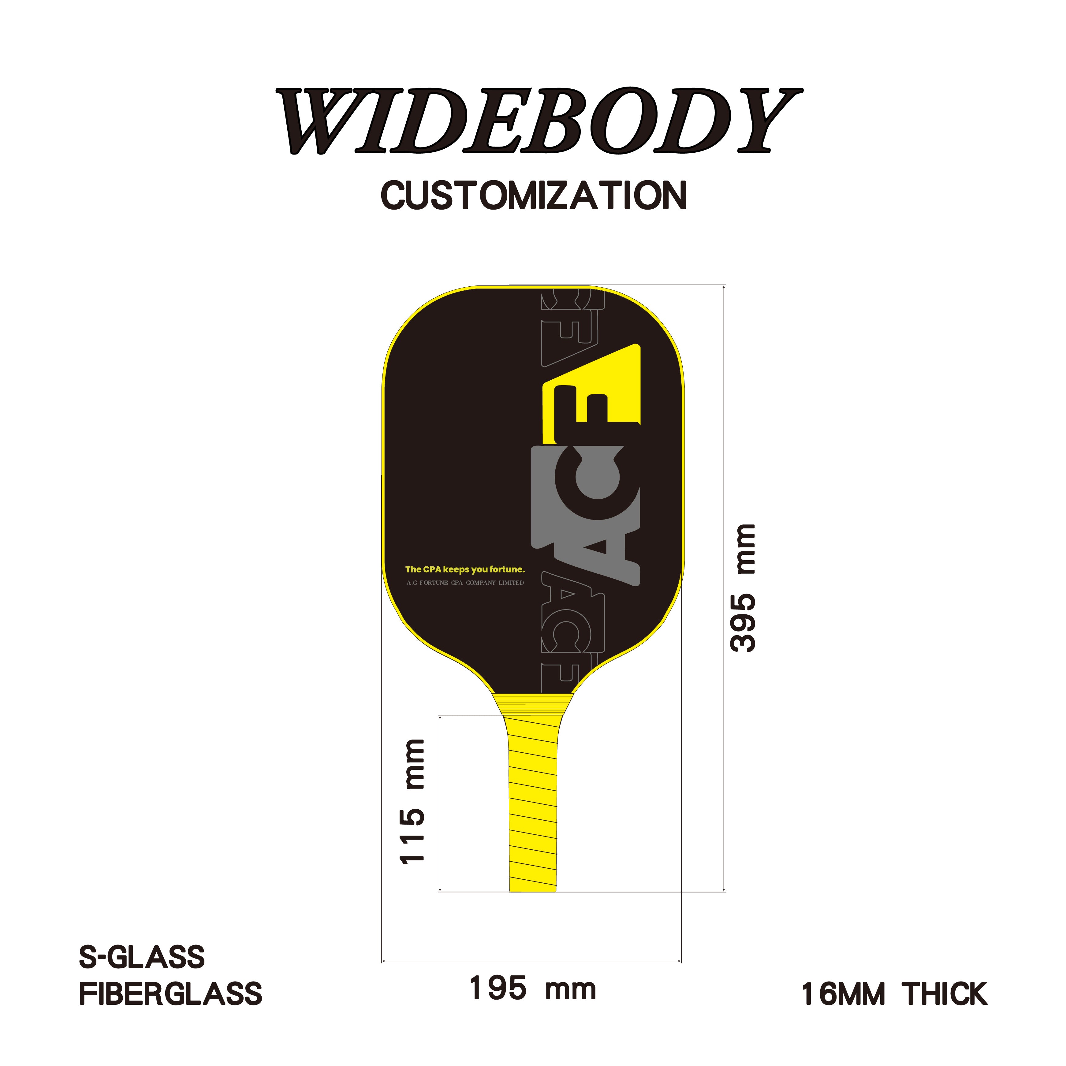 匹克球拍 - 成人 S 型玻璃纖維（寬體）（可客製化）