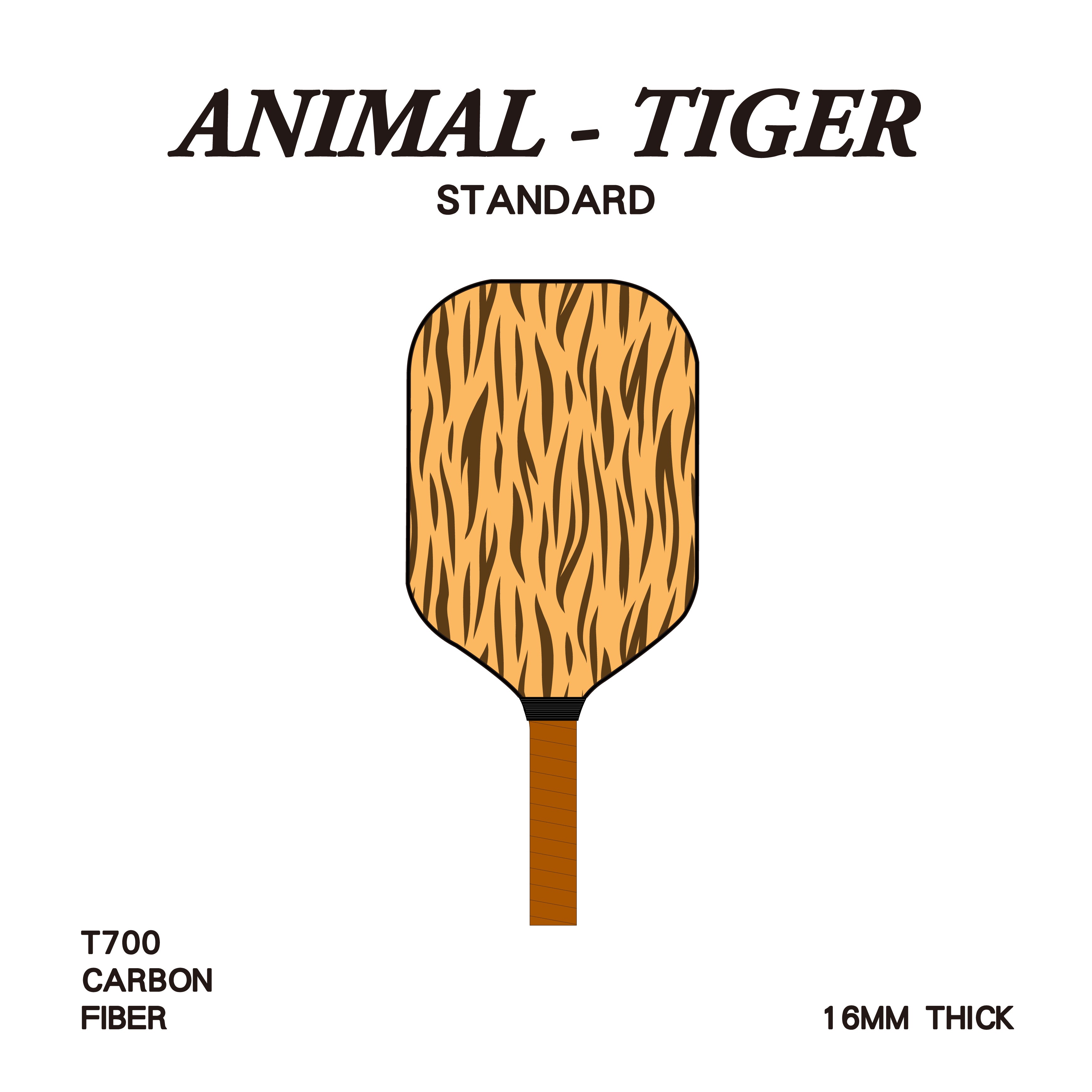 匹克球拍 - 成人標準款 - 動物款 老虎